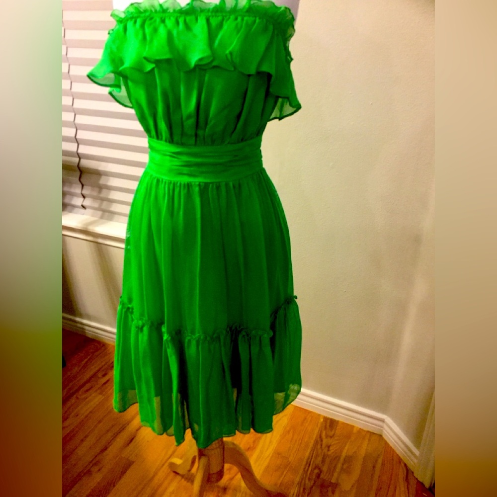 Milly gorgeous green chiffon dress